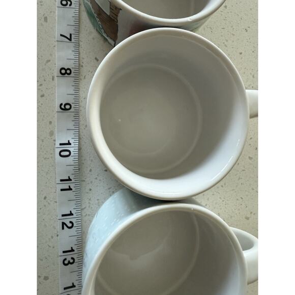 Pier 1 Stacking Festive Holiday Mugs Winter Scene Christmas Village Stoneware - Picture 12 of 12